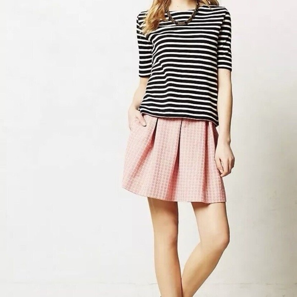 Maeve Anthropologie Polka Dot Pleated High Waisted Swing Skirt Size M Petite - Picture 14 of 15